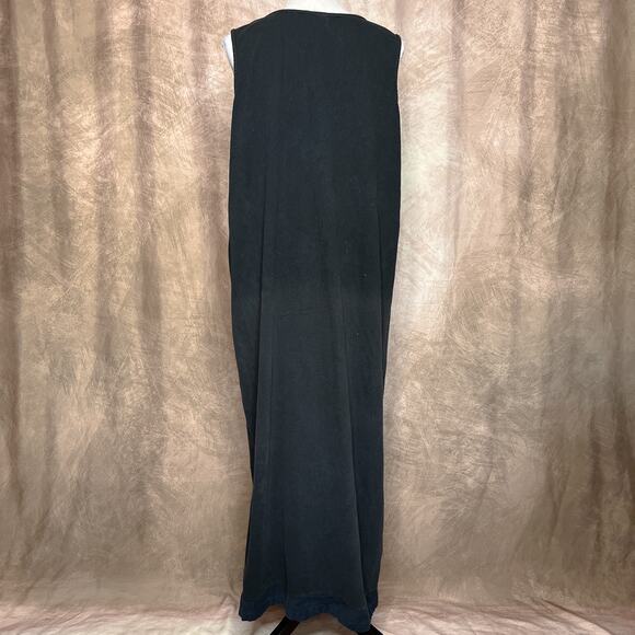 Vintage 90s Black Sleeveless Patchwork Garden Seed Packet Shift Dress Cottage - Picture 10 of 11